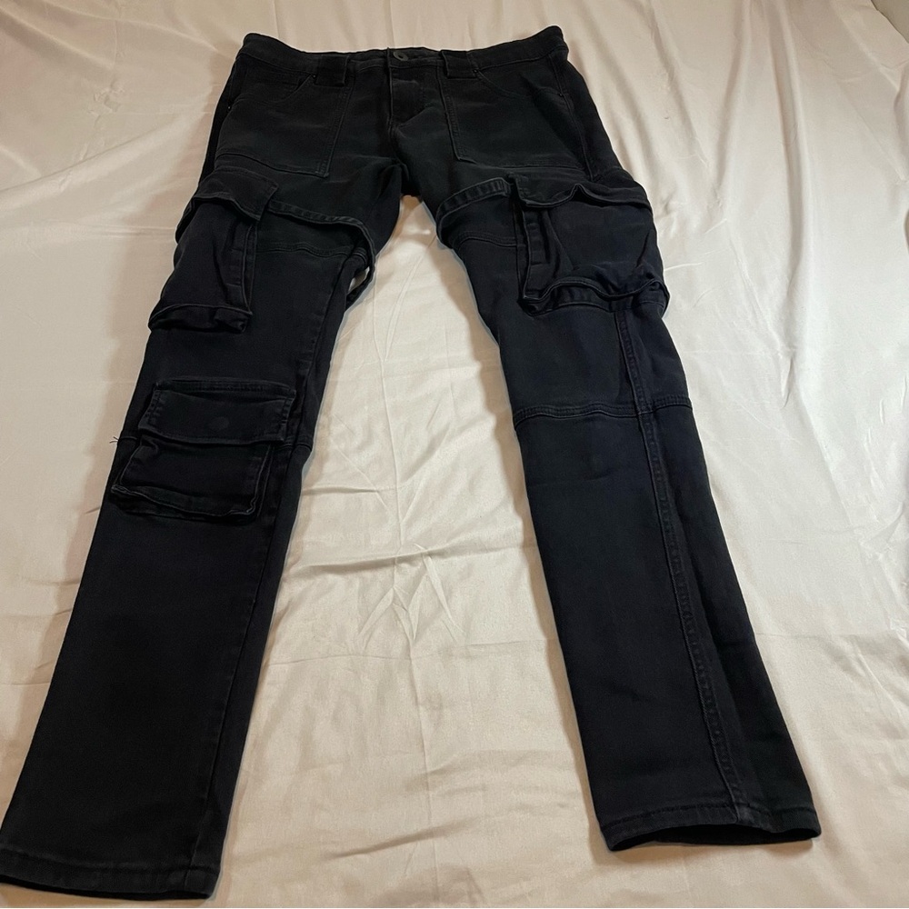 Crysp‎ Denim Black Cargo Pants Womens 34 Slim Fit Utility Streetwear Trousers